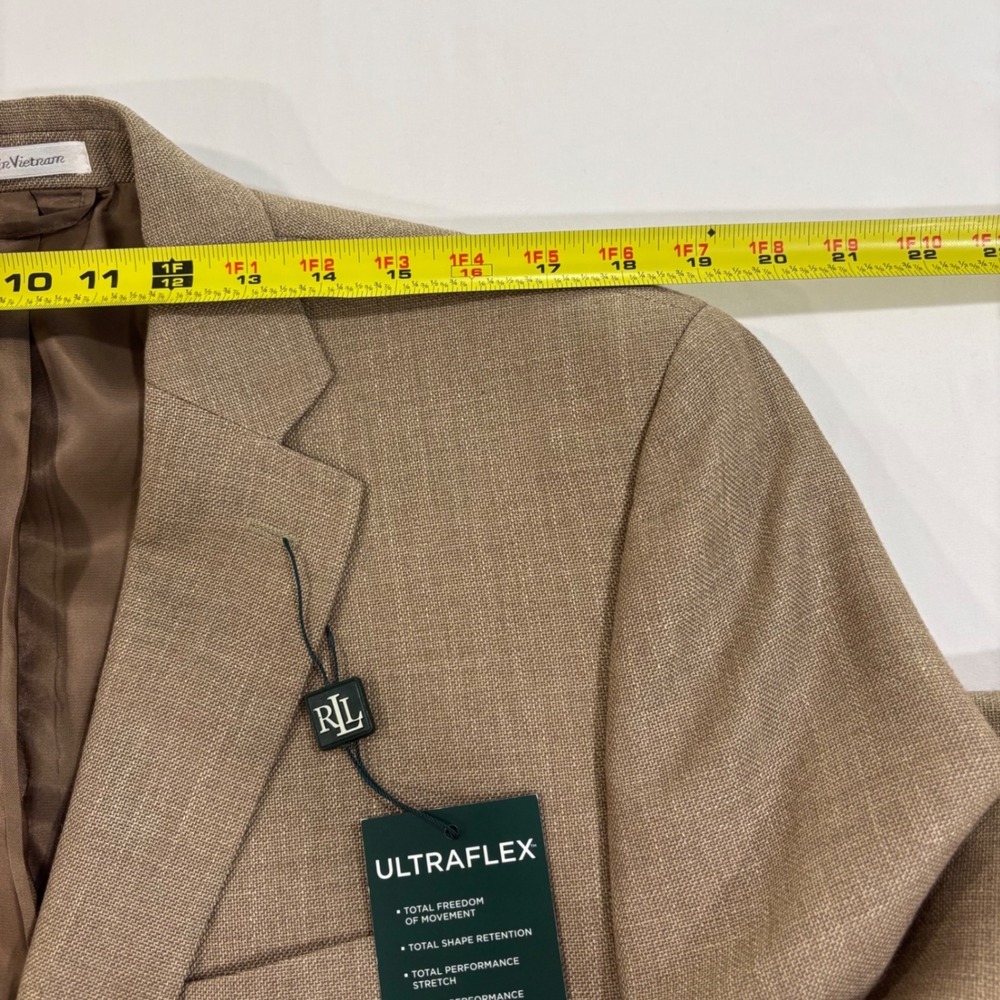 Lauren Ralph Lauren UltraFlex Blazer Mens 44L Tan Linen Blend Sport Coat NWT - Picture 10 of 12